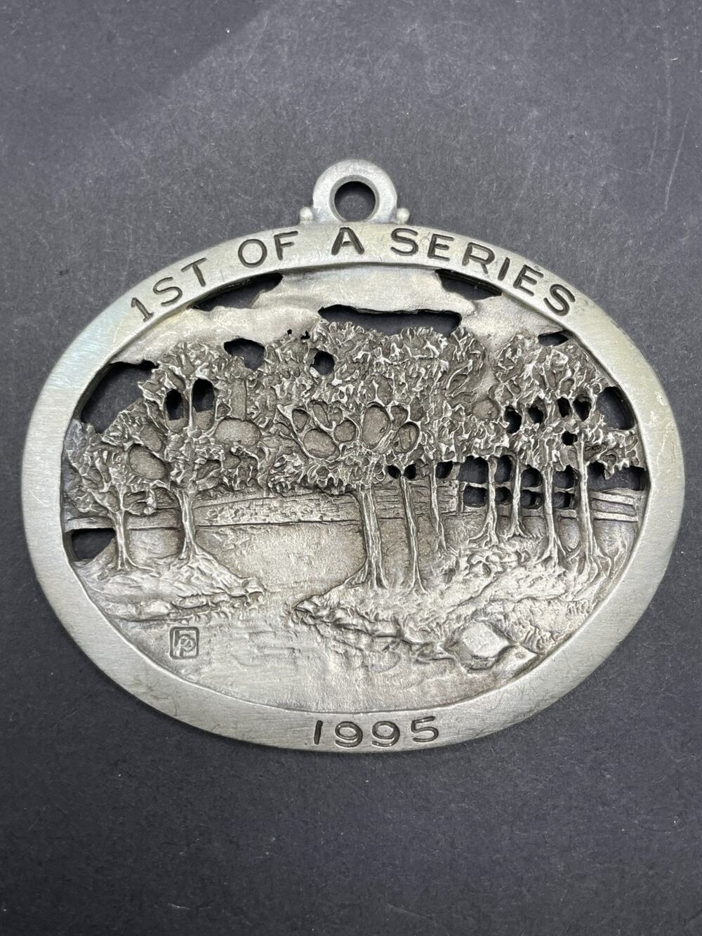 Vintage Hampshire Pewter Christmas Ornament 1995 Swift Bridge 1st Of A Series